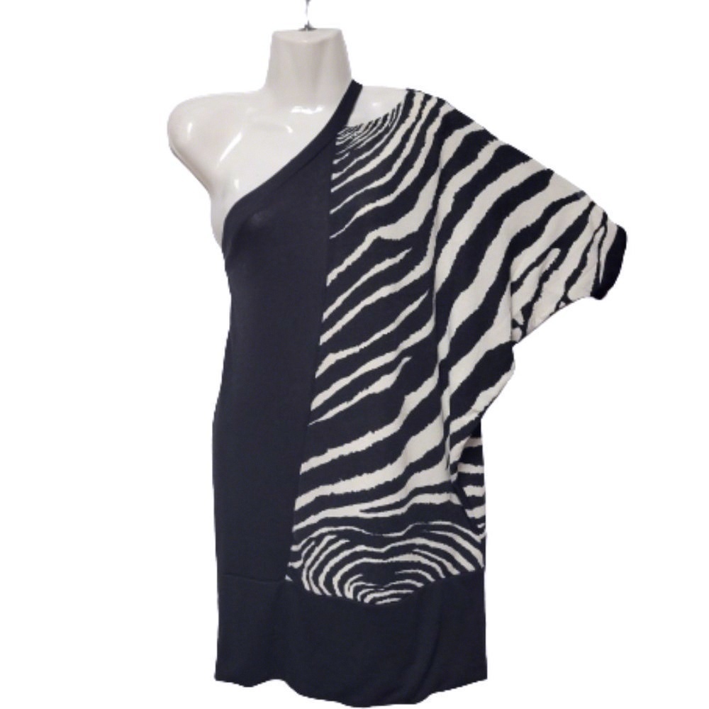 Animal Print One Shoulder Tunic Blouse Size L